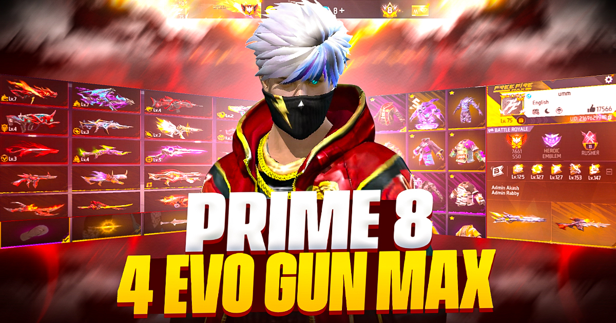 💎 Prime 8 স্পেশাল আইডি 😍 ৪টি Evo Max + Premium Bundle!