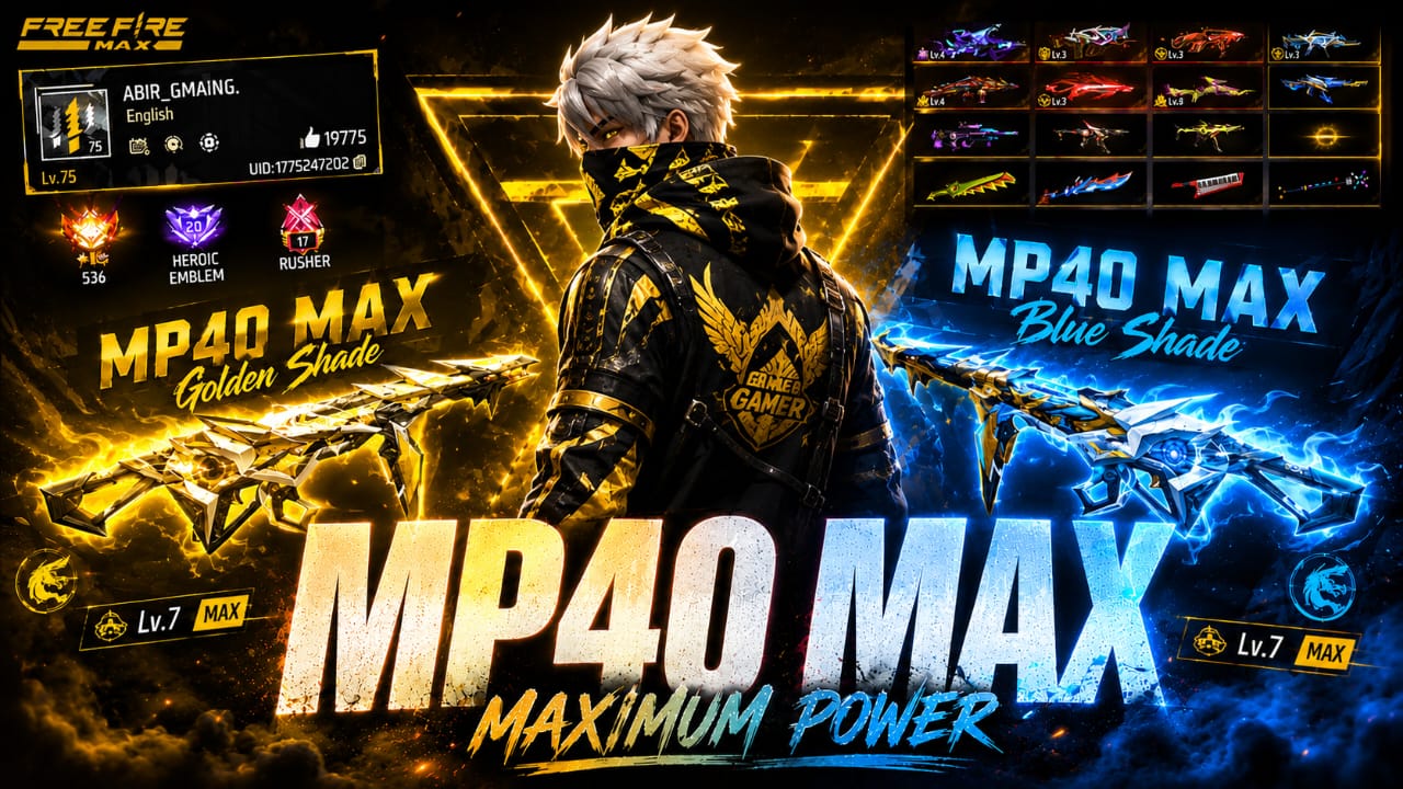 🔥 MP40 Evo Max ID 😱 Purple Shade 💜 Golden Shade ✨ Nevy Shade 🌌